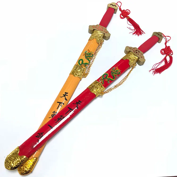 

Scenic Area Temple Fair Hot Selling Bamboo Sword Electroplated Weapon Model CHILDREN'S Toy Dragon Wooden Sword Stall Supply of G
