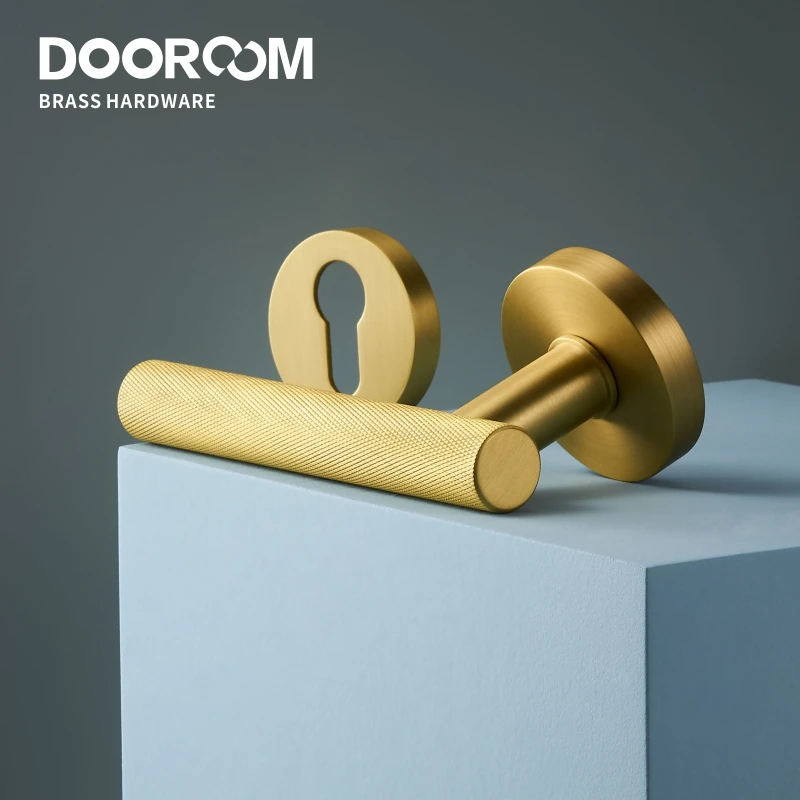 Brass Knurled Thumb Turn Key Latch Lever Handle Cylinder Key Escutcheon Passage Room Lock Door Lock