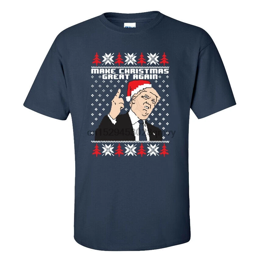 Make Christmas Great Again T-Shirt - Trump Gift Adults Kids Sizes Navy |