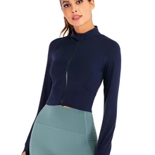 Спортивная куртка на молнии, Женская нейлоновая куртка для йоги, короткая куртка для езды на велосипеде и бега, Женская куртка Abrigos Mujer, женские куртки и пальто размера плюс