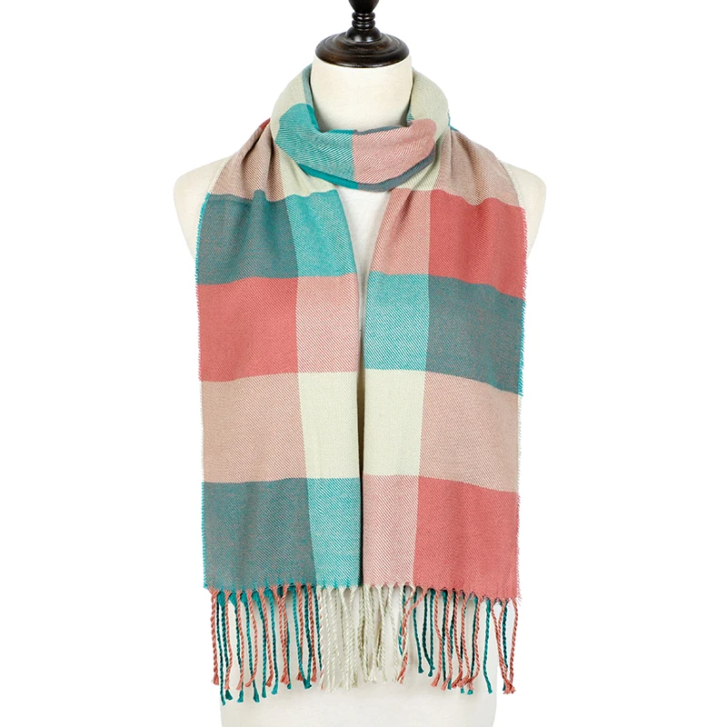 Winter Plaid Scarf Women Foulard Solid Scarves Female Shawls and Wraps New Designer Cashmere Scarfs Luxury Bufandas Hombre - Цвет: Color 4