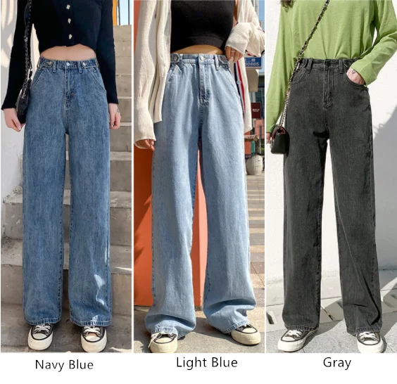 Pantalones vaqueros holgados de cintura alta para mujer, pantalón vaquero de pierna ancha, cintura ajustable, estilo Retro, que combina con todo, Harajuku, pierna recta