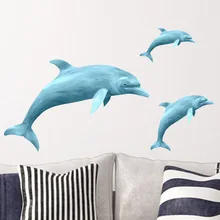 MT1329 синий Дельфин скандинавский настраиваемый прозрачный стикер из ПВХ гостиной спальни украшения ванной стены стикер s
