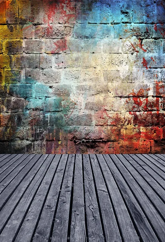 LB 9x6ft Street Brick Wall Graffiti Photography Backdrop Vinyl Customized Photo Background Studio Prop TY49
