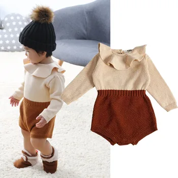 

0-24M Autumn Winter Newborn Baby Clothes Infant Toddler Girl Sweaters Rompers Knitting Long Sleeve One-piece Outfits