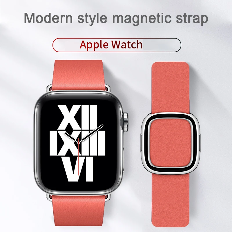 

strap for Apple Watch band 44mm 40mm 42mm 38mm Official Modern style Buckle Leather Loop Bracelet iwatch 6 5 4 3 SE accessories