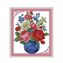  A Basket of Roses Cross Stitch Embroidery Needlework Handmade Kit 11CT 14CT Printed Counted Stamped Patterns Fabric Thread Decor 