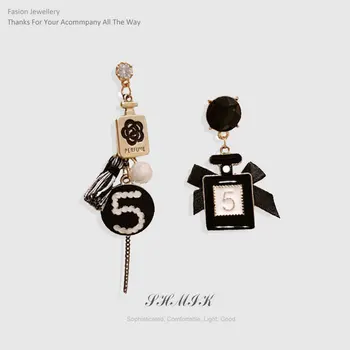 

Fashion Long Number 5 Camellia Tassel Pendant Earrings Perfume Bottle Bow Handmade Gem Earring For Woman