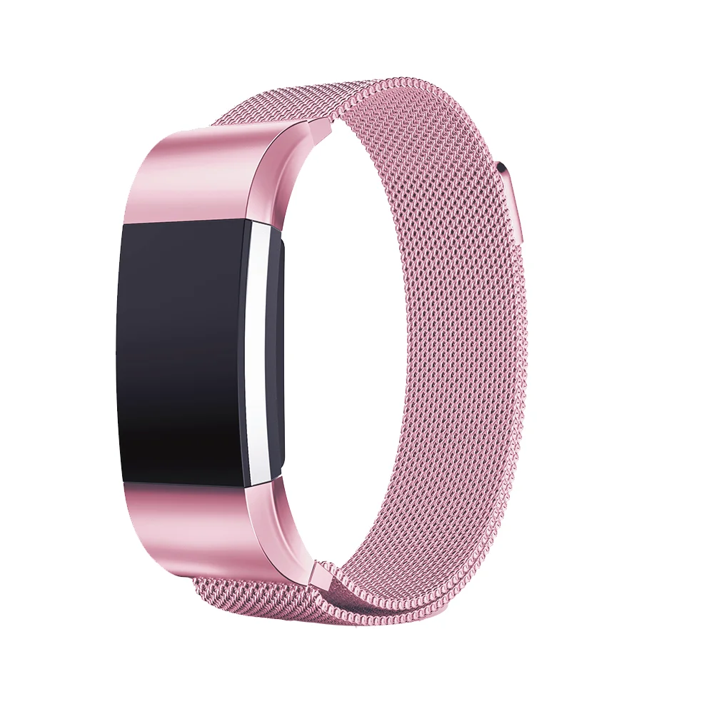 Rose Pink Браслет из нержавеющей стали с металлическим ремешком, для браслета Fitbit charge 2, Миланская петля, магнитный ремешок для Fitbit charge 3, умный Браслет для наручного ремешка - Цвет: Rose Pink