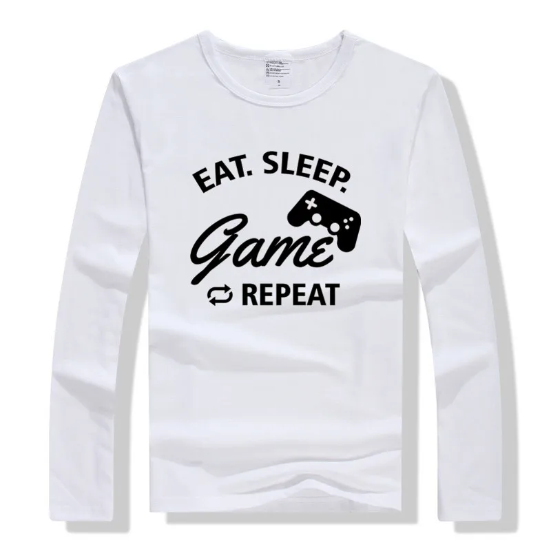 LYTLM футболка для мальчиков с надписью «Eat Sleep Game» детские зимние рубашки для малышей, топы для маленьких мальчиков и девочек, осенняя одежда для маленьких мальчиков - Цвет: CX White
