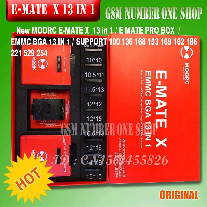 Tanie Najnowszy MOORC szybki E MATE X E MATE BOX EMATE EMMC BGA 13in 1 dla 100 136 168 153 169 162 186 221 529 254 łatwy jtag plus