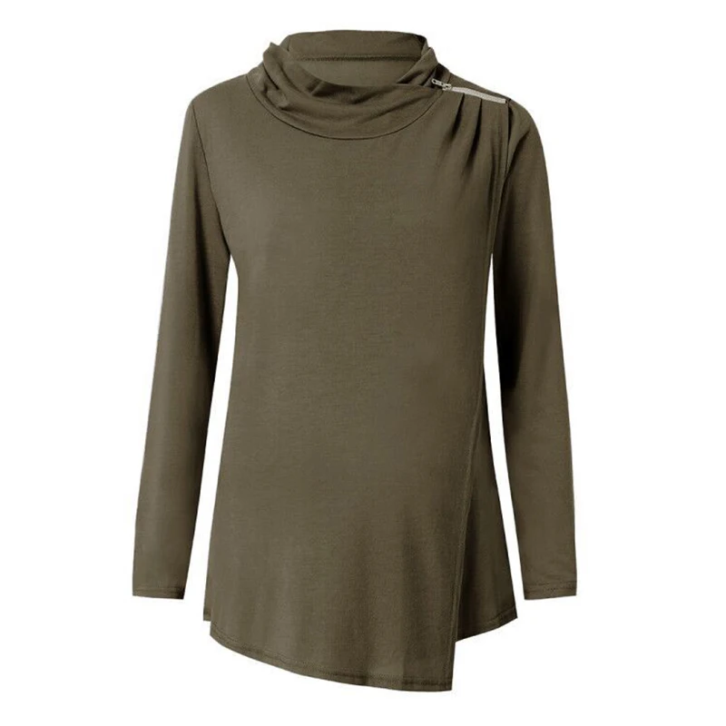 Dark khaki Осенний топ для кормления; Футболка для беременных; Топ; Повседневная однотонная одежда с длинными рукавами для грудного вскармливания; Одежда для беременных женщин - Цвет: Dark khaki