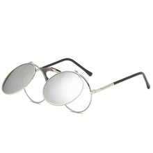 Новая мода Панк Сплав Солнцезащитные очки женские мужские брендовые дизайнерские винтажные металлические готические паровые флип солнцезащитные очки ретро-оттенки