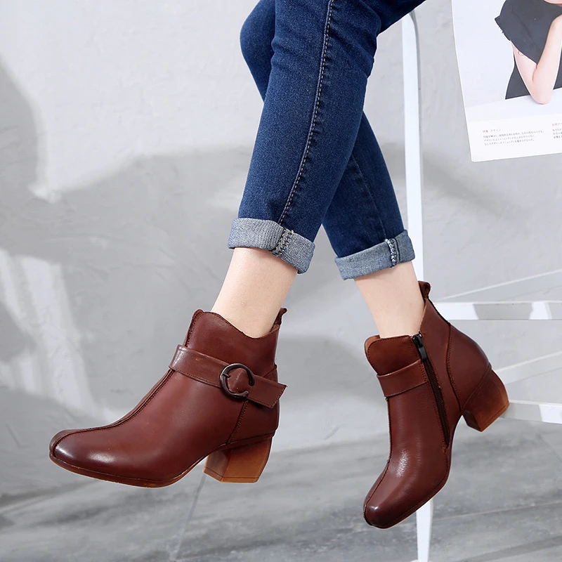 Женская обувь коричневые ботильоны для женщин bottes femme сезон осень женские