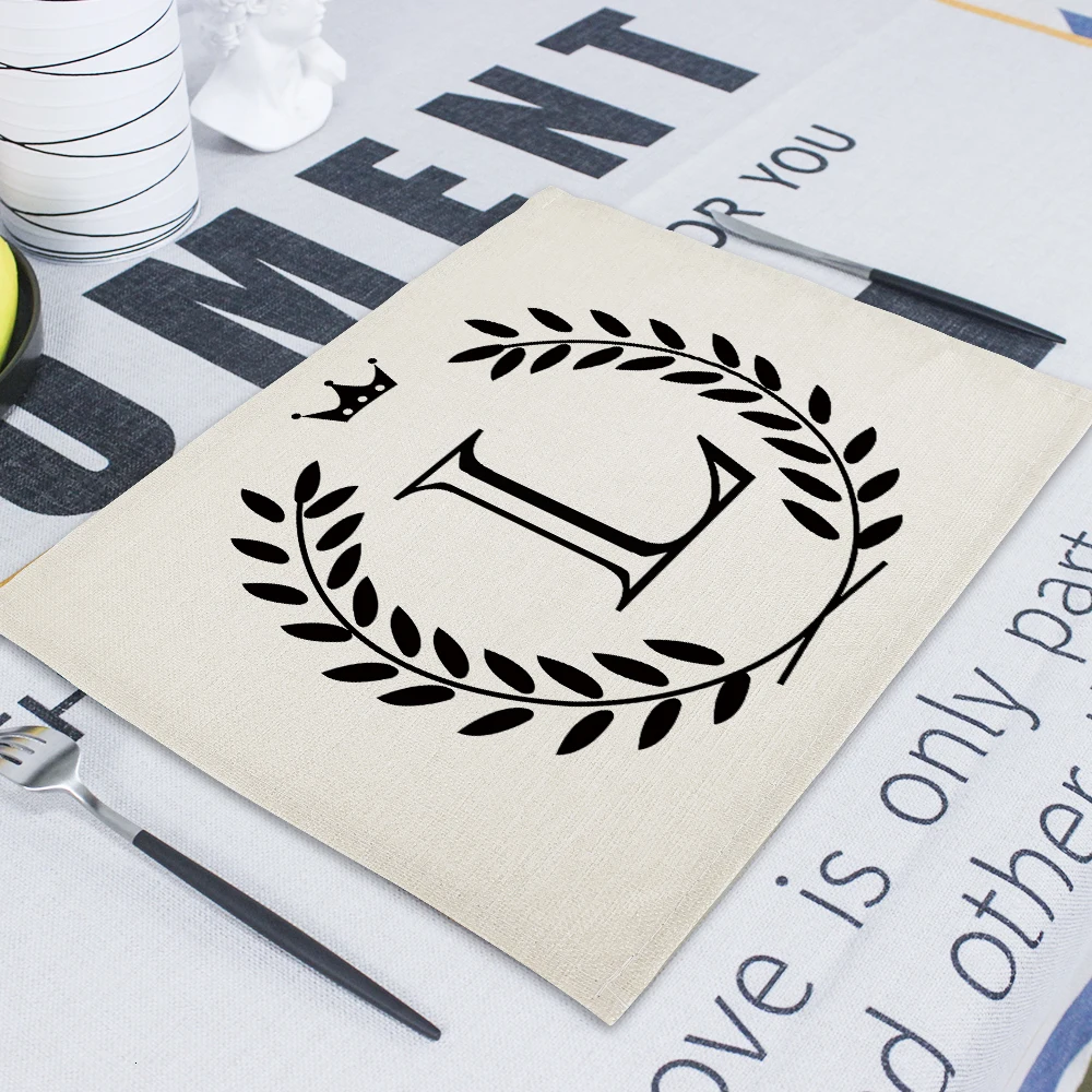 42*32cm Geometric Letter Wedding Napkin Dining Table Mat Drink Coasters Linen Pads Kitchen Table Mats Napkins Servilleta De Tela