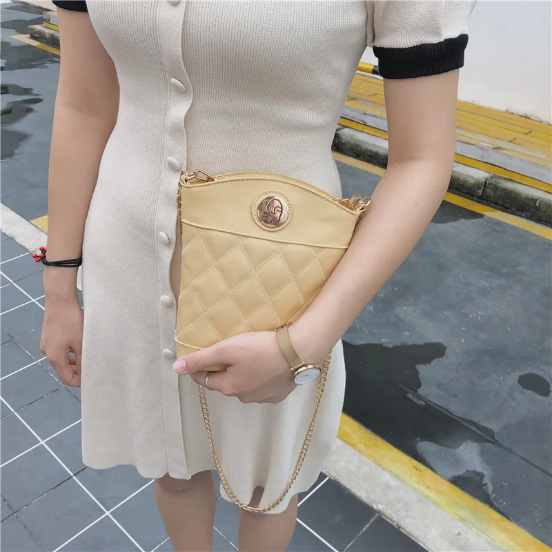 

New Style Korean-style Bag Women's 2019 Solid Color Rhombus Shell WOMEN'S Bag Fresh Versatile Shoulder Mini Bag