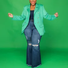 

4XL 5XL Plus Size Jeans Flare Pants High Waisted Bodycon Hollow Out Solid Dark Blue Black Fashion High Street Wear Long Trousers