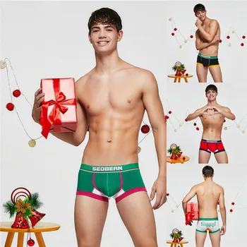 

Male Christmas Print Underpants Men Briefs Shorts Home Underwear Sexy Men Breathable Panties For Christmas Gift #40