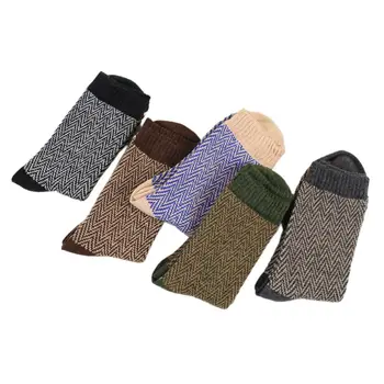 

5 Pairs Men Socks Soft Wool Warm Winter Thick Vintage Business Male Dress Sock