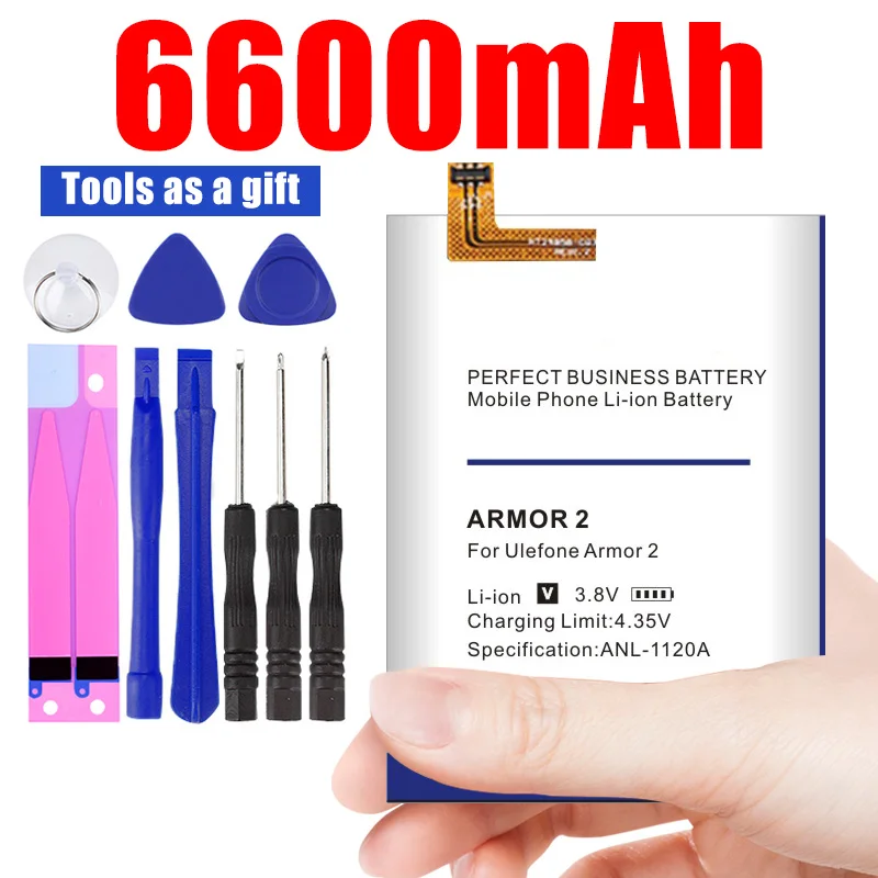 6600 мАч батарея для Ulefone Armor 2 телефон батарея+ Подарочные инструменты+ наклейки