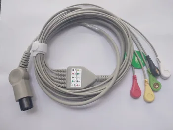 

One Piece of Generic AAMI 6 Pin ECG Cable, 5 Leadwires, Snap Ends, IEC Standard for patient monitor