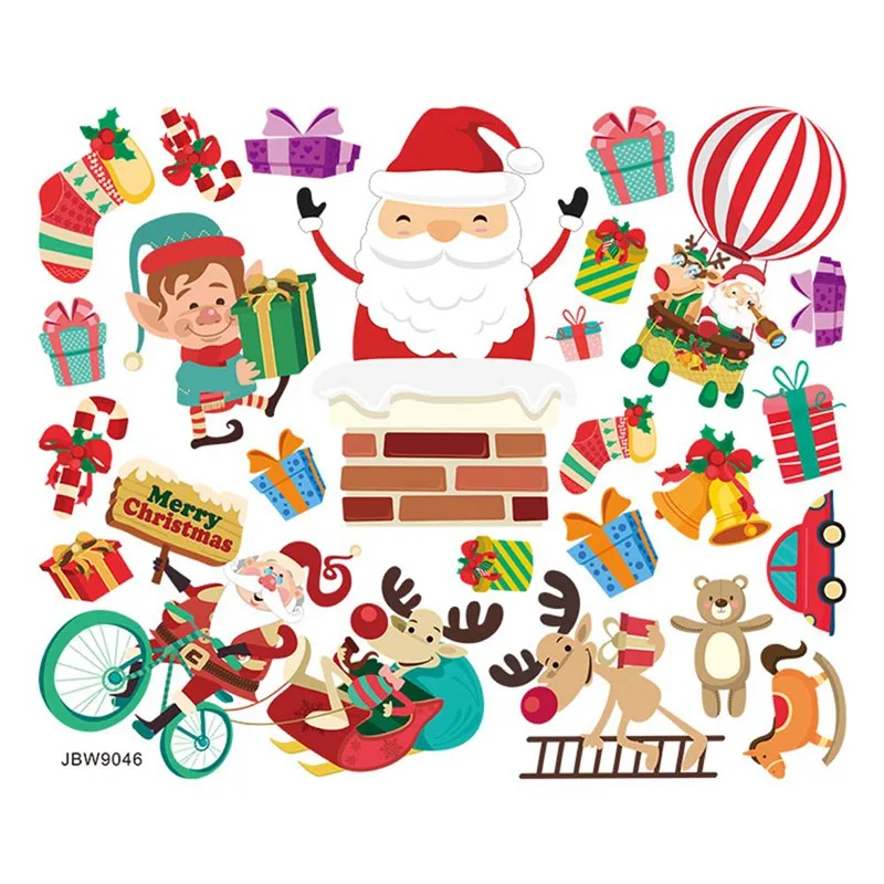 

1pcs Merry Christmas Wall Stickers for Home Christmas Decoration New Year Windows Santa Claus Elk Glass Wall Sticker Window Home