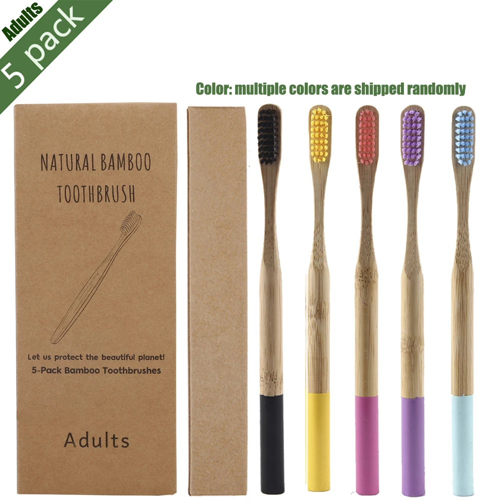 Экологически деревянная зубная щетка "Радуга" Бамбук для детей 5 шт. зубная щетка для взрослых из бамбукового волокна с деревянной ручкой зубная щетка для отбеливания