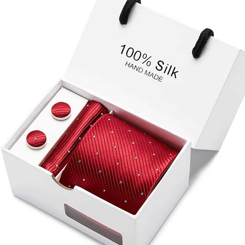 

Gift box 7.5CM Men's Print Pattern Ties for Men's Slim Neckties Polyester Jacquard Skinny Neck Tie &Handkercheif Cufflinks