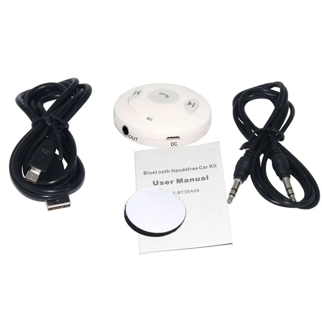 Universal Wireless Bluetooth 4.1 Receiver Handsfree Microphone Phone Music Audio Speaker w/3.5mm AUX output Adapter White Grey