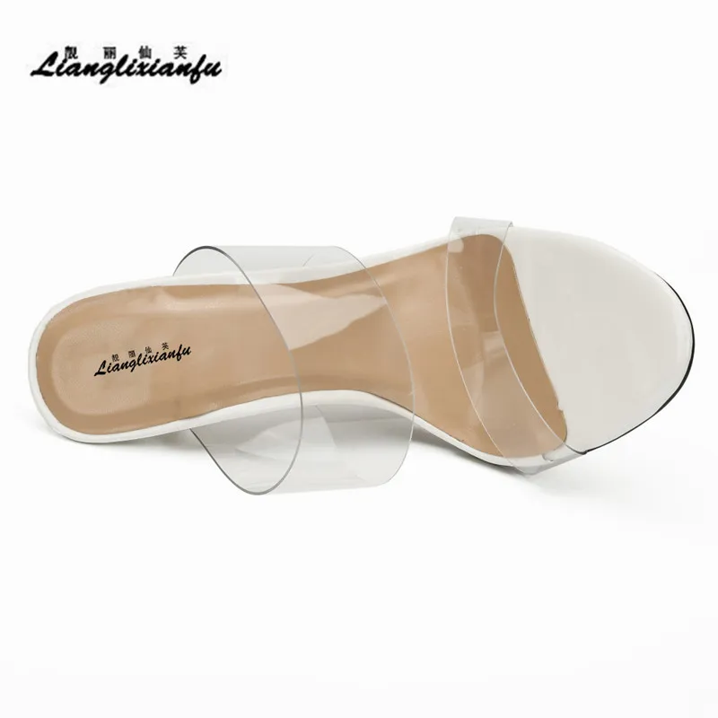 LLXF/шлепанцы; zapatos mujer; Летние вьетнамки для невесты; босоножки на тонком высоком каблуке 13 см; прозрачная обувь; женские классические туфли-лодочки