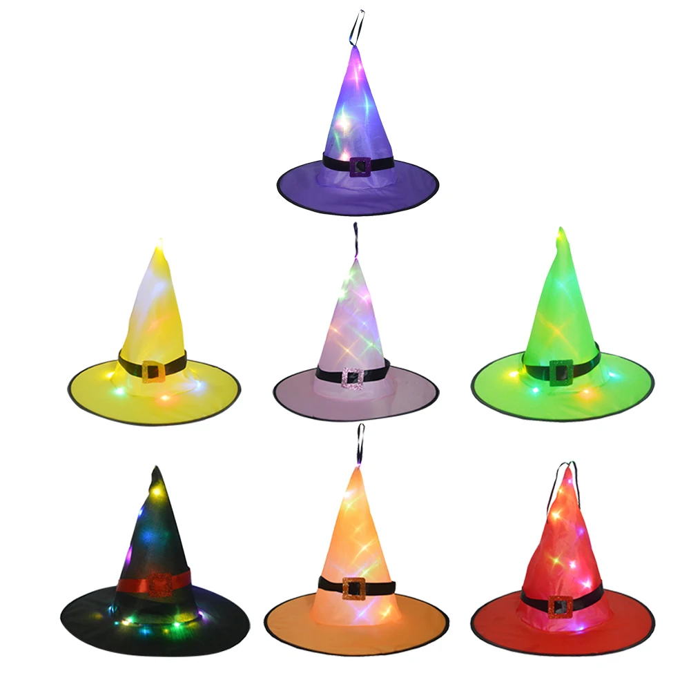 

Halloween LED Light Hanging Decor Cosplay Party Wizard Witch Hats Home Party Decoration Headwear Cap Dress Halloween Supplies