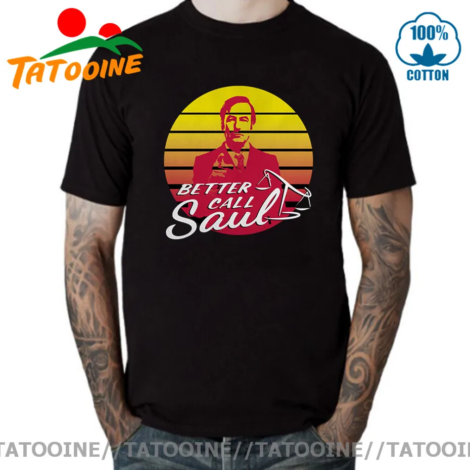 Винтажные футболки Tatooine с принтом Vaporwave Better Call Saul Мужская футболка большого