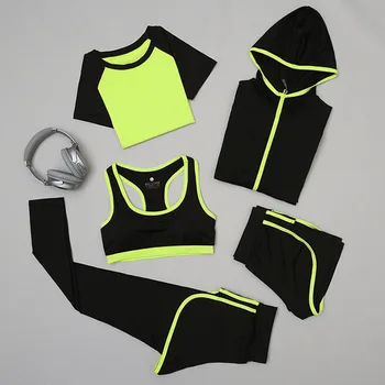 

Yoga Clothing Women Suits 2020 Spring New Thicker Jacket Sports Running Fitness Clothes Loose Five Pieces Suit