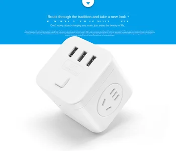 

Cube Socket Converter Multi-Function Creative Wireless Power Adapter with USB Charging