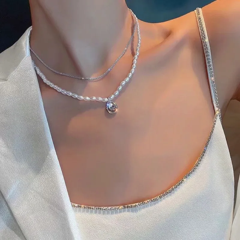 2021 new pearl double layered necklace 