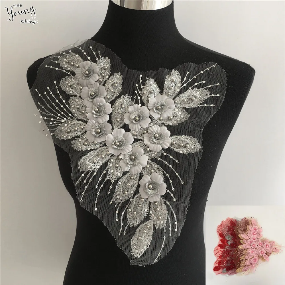 

New arrive Flower Lace Collar Sewing Applique Embroidery Sequin Neckline DIY Decorative Wedding Dress Accessories 1pcs sell