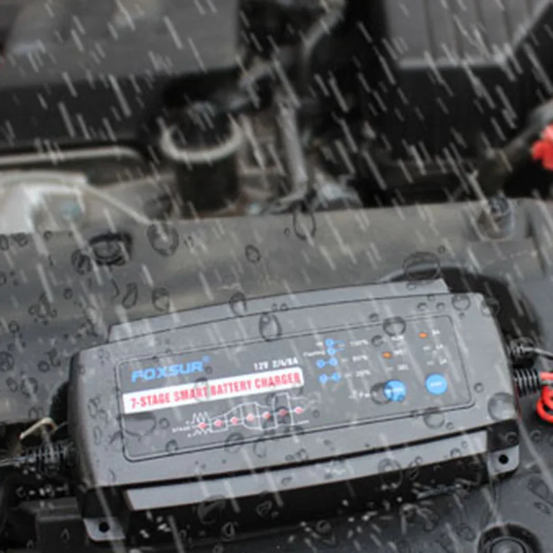 FOXSUR 12V 2A 4A 8A Автоматическая умная Батарея Зарядное устройство, 7-Stage Смарт Батарея Зарядное устройство, автомобильный Батарея Зарядное устройство для гель мокрый AGM Батарея-E