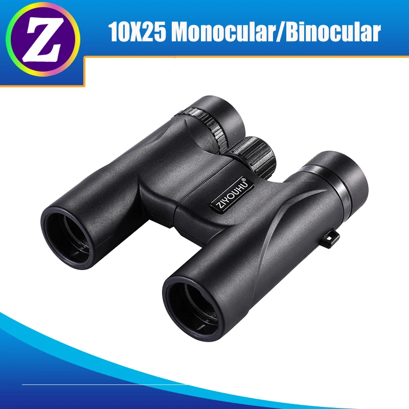 

8X/10X/12X Zoom Out Option Black Binoculars 22mm/25mm/32mm Objective Roof Prism Compact Telescope for Hiking Travel Sightseeing