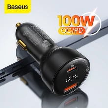 Baseus 100W Car Charger Quick Charge 4.0 QC 3.0 USB Type C Charger PD Fast Charging For iPhone 12 Samsung Xiaomi Macbook Laptop