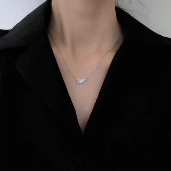 

100% Really Sterling Silver Gold Color Wing Pendant Necklace Luxury Chain Gifts For Women Korean Fashion Jewelry Free Shiping