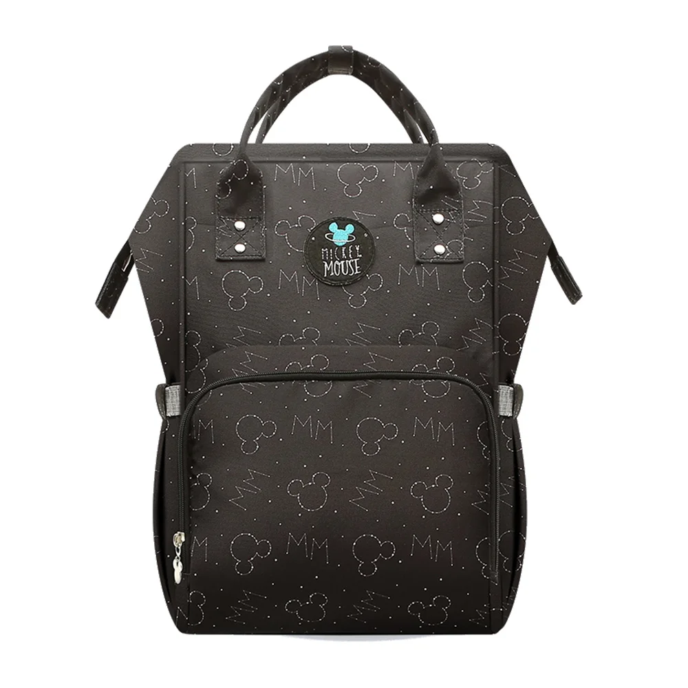 Disney Микки Серия детских подгузников рюкзак мамы, Детская сумка для кормления для беременных сумка для подгузников Сумка дорожная коляска USB Отопление - Цвет: Black Mickey
