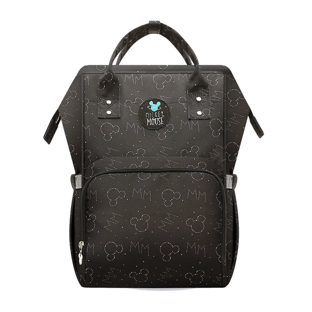 Black Mickey Disney Микки Серия детских подгузников рюкзак мамы, Детская сумка для кормления для беременных сумка для подгузников Сумка дорожная коляска USB Отопление - Цвет: Black Mickey