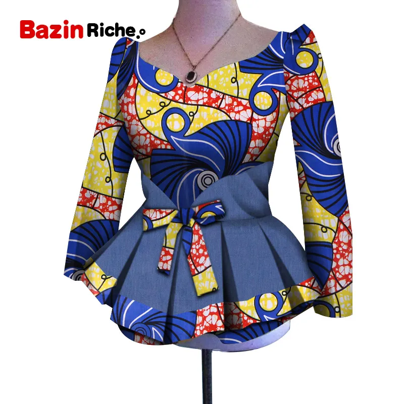 Модная Новая африканская Дашики женская одежда Bazin Riche модные элегантные многослойные рубашки Анкара африканские женские топы WY5092