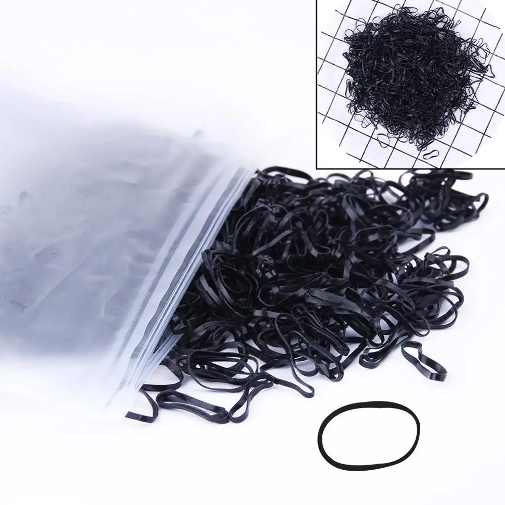 Black 1000 шт. прозрачная эластичная канатная Резиновая лента для волос для женщин и девушек, модная резинка для волос, держатель для конского хвоста, аксессуары, инструмент для укладки волос - Цвет: Black