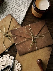 Enveloppes en papier Kraft A5 avec 40 lettres, 20 pièces, pendentif exquis, 20 pièces, corde de chanvre, Style européen Vintage 