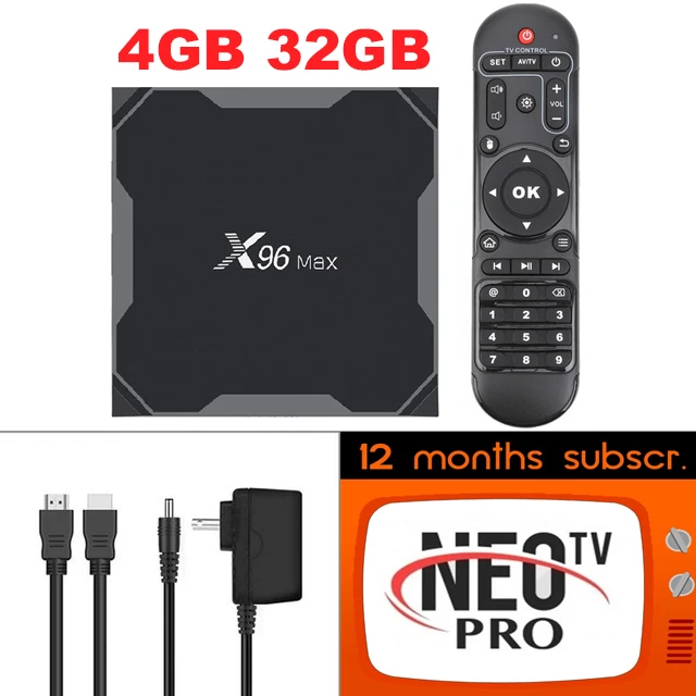 X96 Max Android 8,1 Smart tv Box+ 1 год NEO tv IP tv подписка 1800+ ТВ-каналы и 2000+ VOD Франция 4K HD IPTV коробки медиаплеер - Цвет: 4G32G-1 Year NEOTV