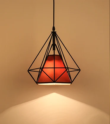Современный подвесной светильник в клетку, железный минималистичный ретро скандинавский Лофт, пирамида, светодиодный потолочный металлический светильник, подвесное Освещение для дома - Цвет корпуса: Diamond light grey