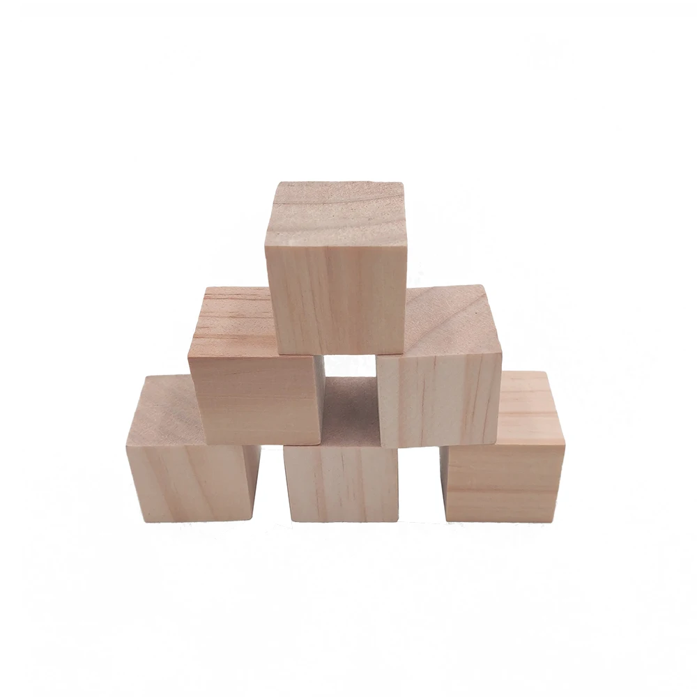 12pcs 40mm 1.57inch Natural Solid Wood Cubes Wood Square Blocks