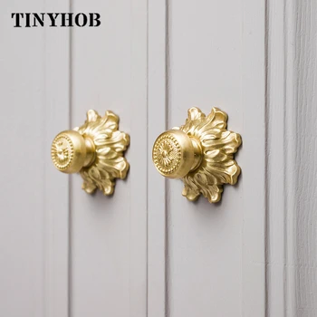 

European luxury /Solid Brass Dresser Knobs Drawer Pulls Handles Gold Cabinet Door Knob Handle Kitchen Hardware Pull With Screw