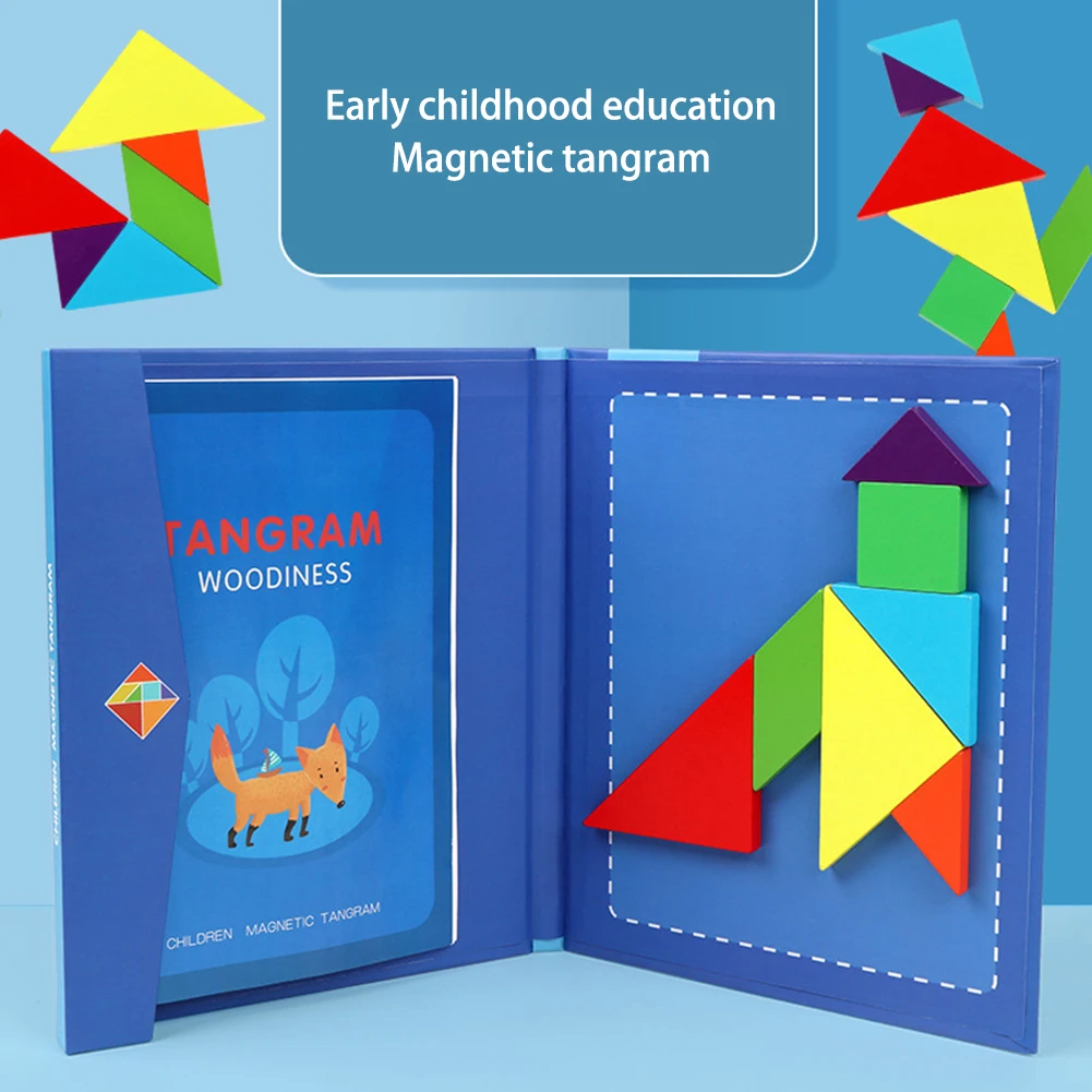 Магнитная 3D Головоломка Tangram игра Монтессори ранняя развивающая игрушка Рисование настольные игры игрушка подарок для детей мозговая игрушка